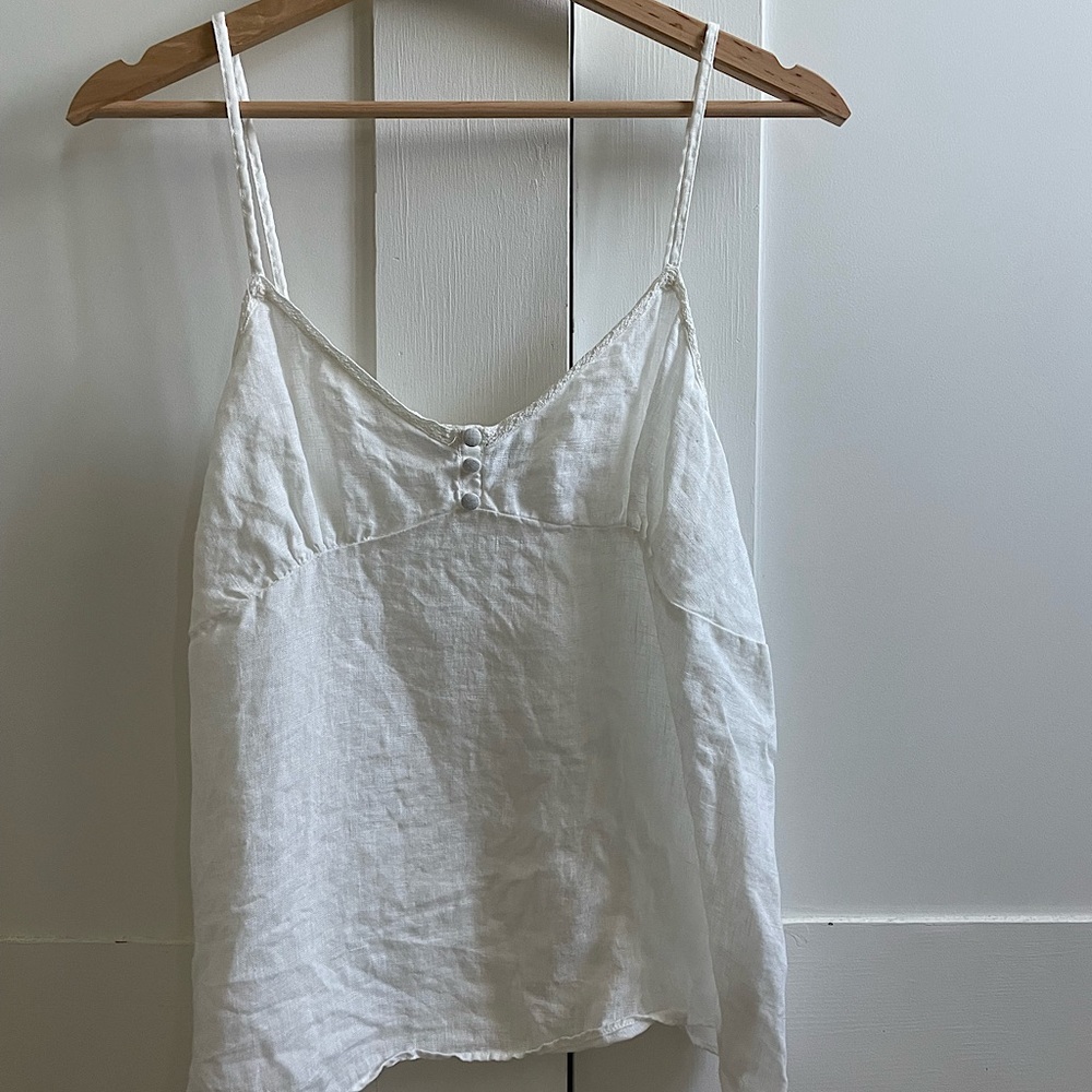 Zara white linen tank